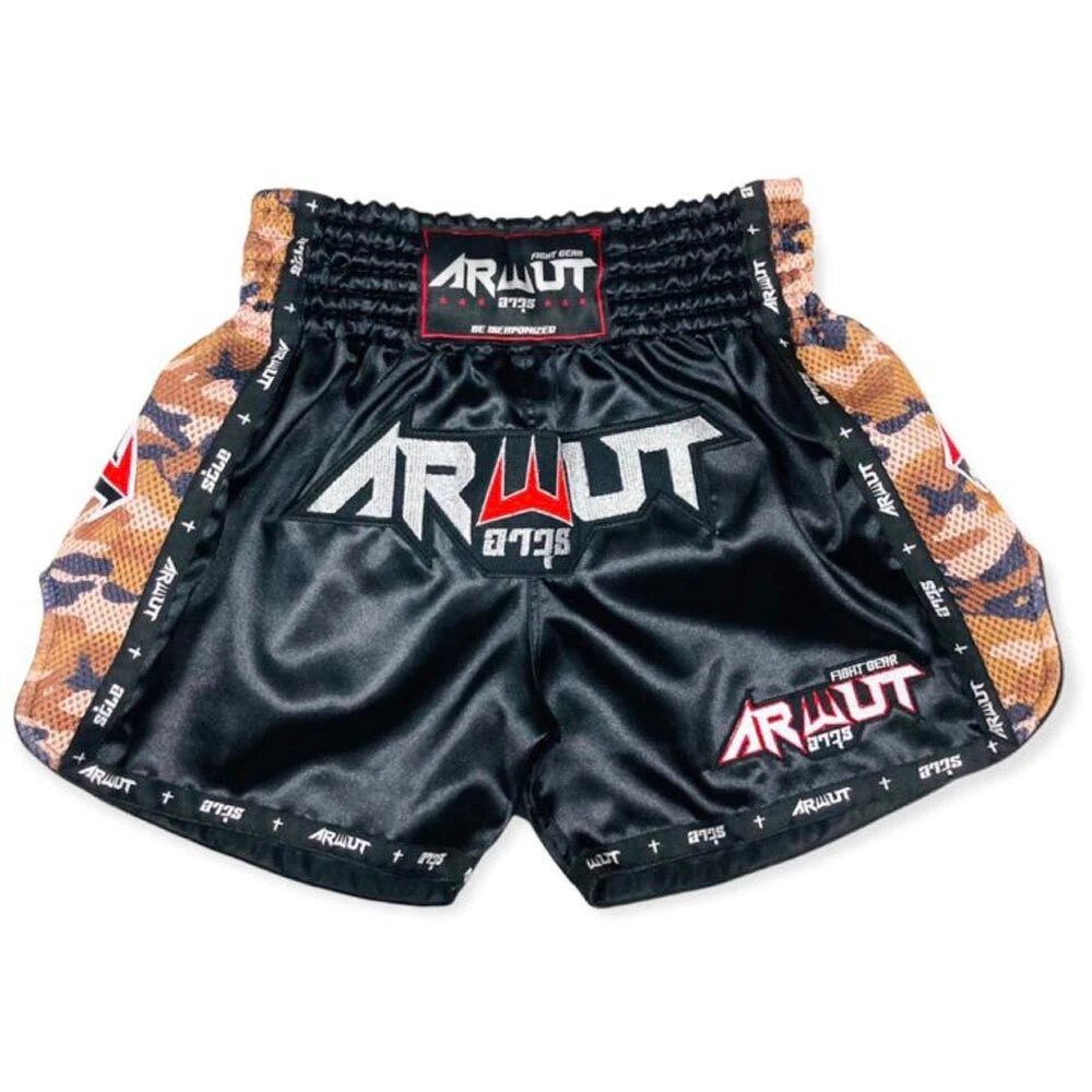 Arwut Fight Gear Camo Edition Black/Brown Muay Thai Shorts 1 Arwut Fight Gear Camo Edition Black/Brown Muay Thai Shorts