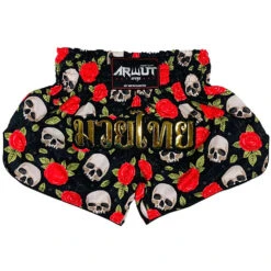 Arwut Fight Gear Gothic Skull &amp; Roses Sublimation Muay Thai Shorts
