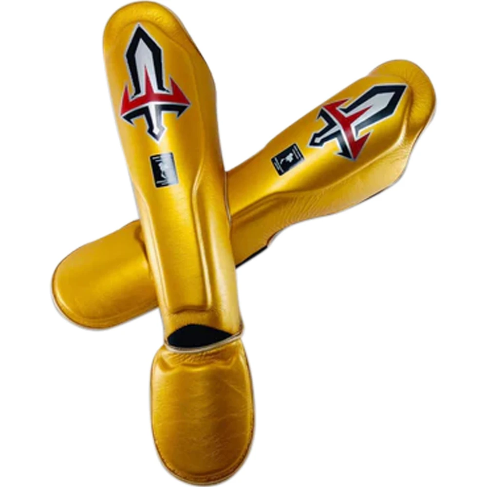 Arwut Fight Gear Gold Leather Shin Guards 1 Arwut Fight Gear Gold Leather Shin Guards