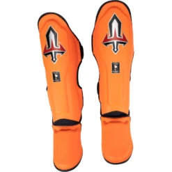 Arwut Fight Gear Orange Leather Shin Guards -Boxing Promotions Store 4AWSG3GL OG c 4