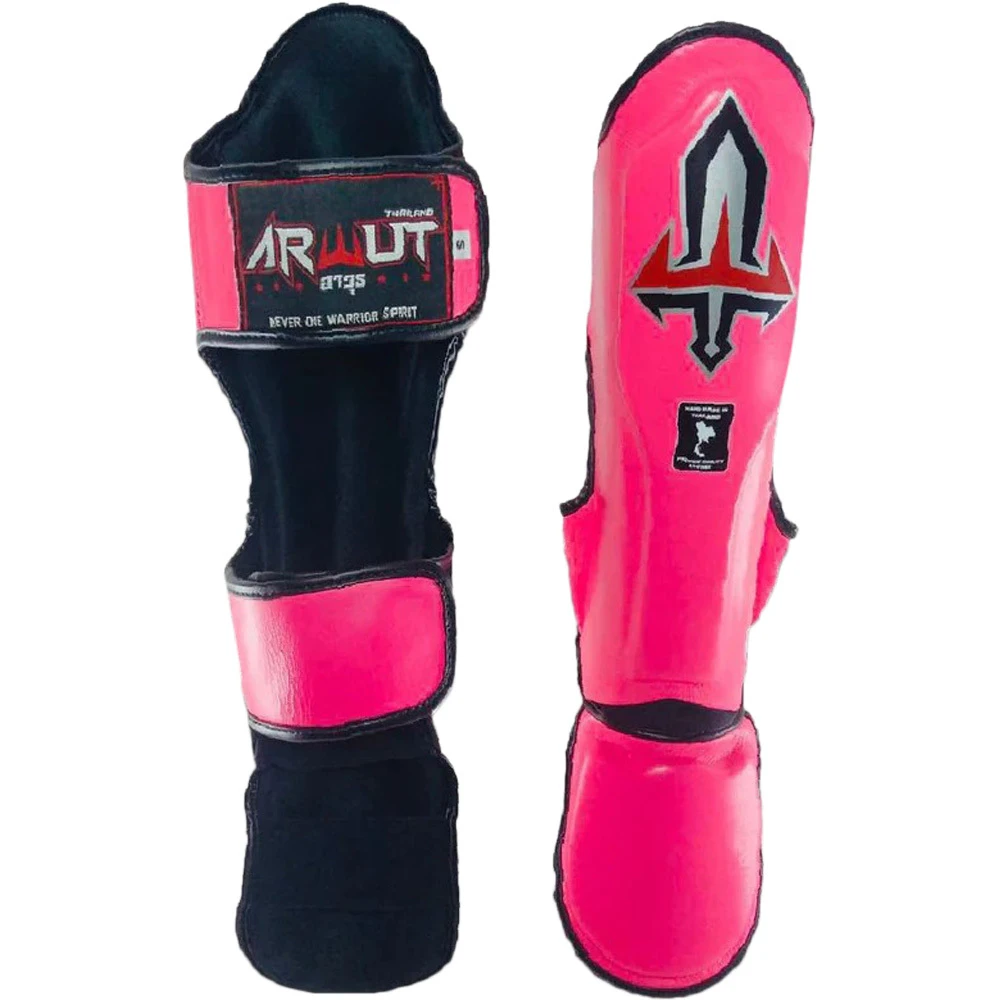 Arwut Fight Gear Pink Leather Shin Guards 2 Arwut Fight Gear Pink Leather Shin Guards - Image 2