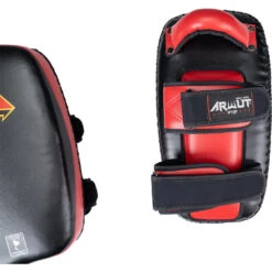 Arwut Fight Gear Protector Black/Red Thai Kick Pads -Boxing Promotions Store 6AWKP4MCF BK RD 4