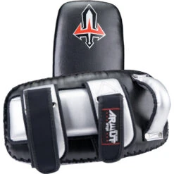 Arwut Fight Gear Protector Black/Silver Thai Kick Pads -Boxing Promotions Store 6AWKP4MCF BK SV 2