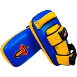 Arwut Fight Gear Protector Blue/Yellow Thai Kick Pads -Boxing Promotions Store 6AWKP4MCF BL YL 1