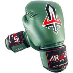 Arwut Fight Gear Army Green Velcro Leather Muay Thai Gloves -Boxing Promotions Store BG1 AGR c 2