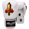 Arwut Fight Gear White Velcro Leather Muay Thai Gloves