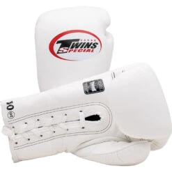 Twins White Lace Up Boxing Gloves -Boxing Promotions Store BGLL1 WHT c 2