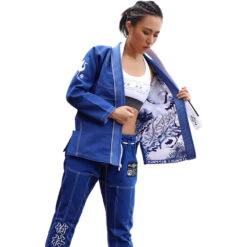 Fluory White Crane Blue Jiu Jitsu Gi