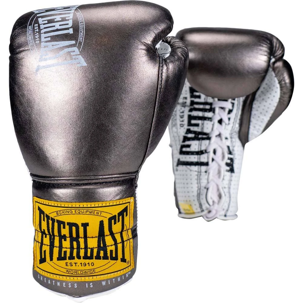 Everlast 1910 Classic Fight Grey Metallic Boxing Gloves 1 Everlast 1910 Classic Fight Grey Metallic Boxing Gloves