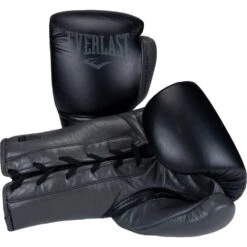 Everlast Pro Powerlock2 Black/Grey Fight Gloves -Boxing Promotions Store DWEQ141268 BLKGRY c 2