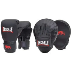 Lonsdale Black Gloves &amp; Mitts Combo