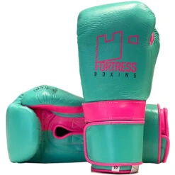 Fortress Boxing SS2.0 Aqua/Electric Pink Velcro Training/Sparring Gloves