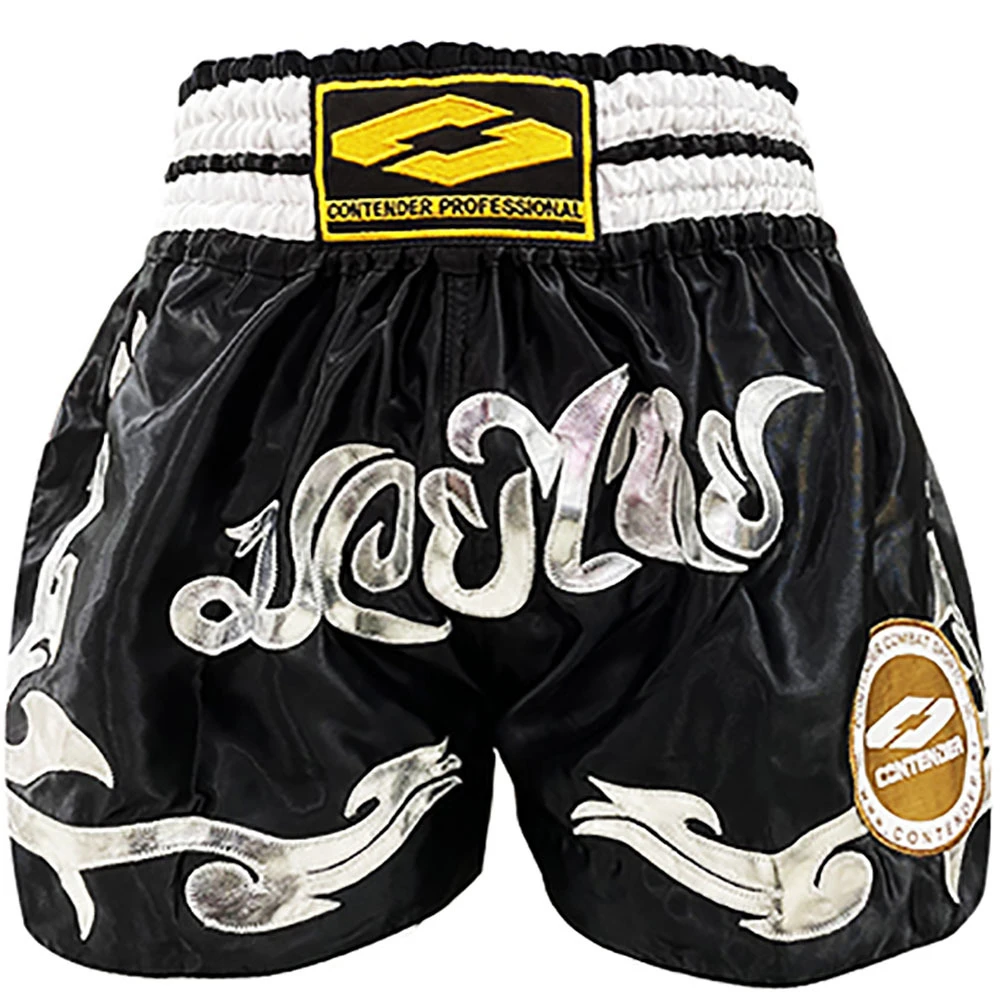 Contender K-8 Black/Silver Muay Thai Shorts 1 Contender K-8 Black/Silver Muay Thai Shorts
