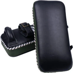 K Muaythai Equipment Classic Double Strap Army Green Thai Pads -Boxing Promotions Store KDTP BLK GRN 2