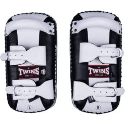Twins Black/White Buckle Kick Pads 7 Twins Black/White Buckle Kick Pads -Boxing Promotions Store KPL1 c 2