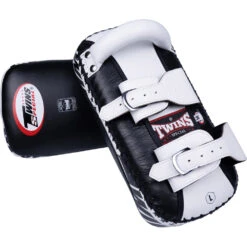 Twins Black/White Buckle Kick Pads 8 Twins Black/White Buckle Kick Pads -Boxing Promotions Store KPL1 c 3