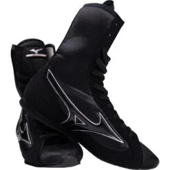 Mizuno Black/Silver Mid-Cut Boxing Boots -Boxing Promotions Store MIZ MIDBLKS c 2