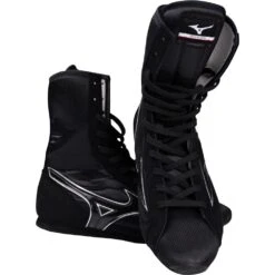 Mizuno Black/Silver Mid-Cut Boxing Boots -Boxing Promotions Store MIZ MIDBLKS c 3