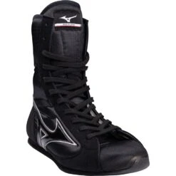 Mizuno Black/Silver Mid-Cut Boxing Boots -Boxing Promotions Store MIZ MIDBLKS c 4