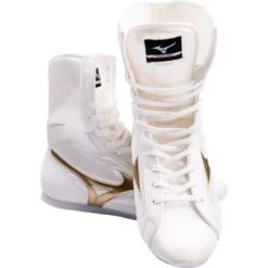 Mizuno White/Gold Mid-Cut Boxing Boots -Boxing Promotions Store MIZ MIDWHTG c 3