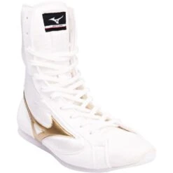 Mizuno White/Gold Mid-Cut Boxing Boots -Boxing Promotions Store MIZ MIDWHTG c 4