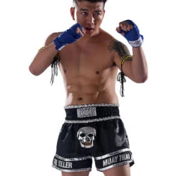 Fluory Skull Black Muay Thai Shorts -Boxing Promotions Store MTSF13 c 4