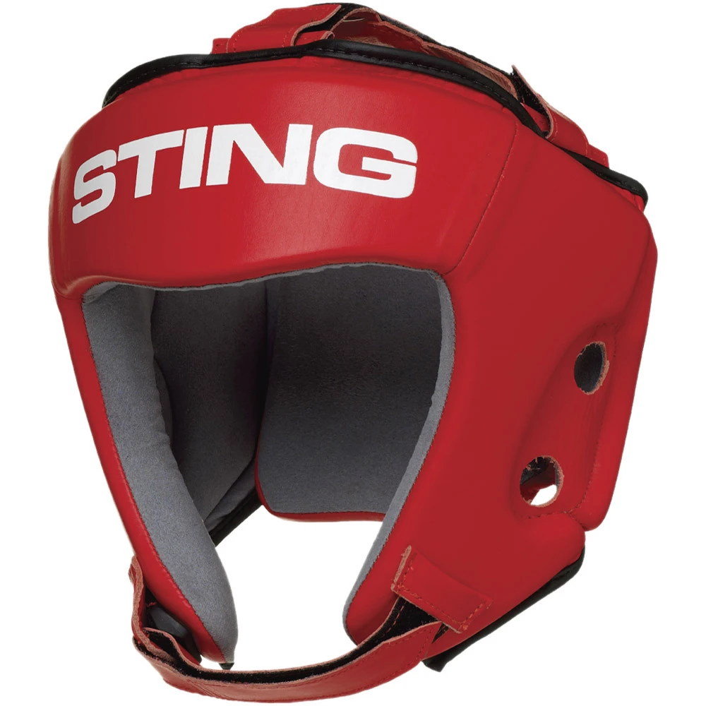 Sting Aiba Competition Red Leather Head Gear 1 Sting Aiba Competition Red Leather Head Gear