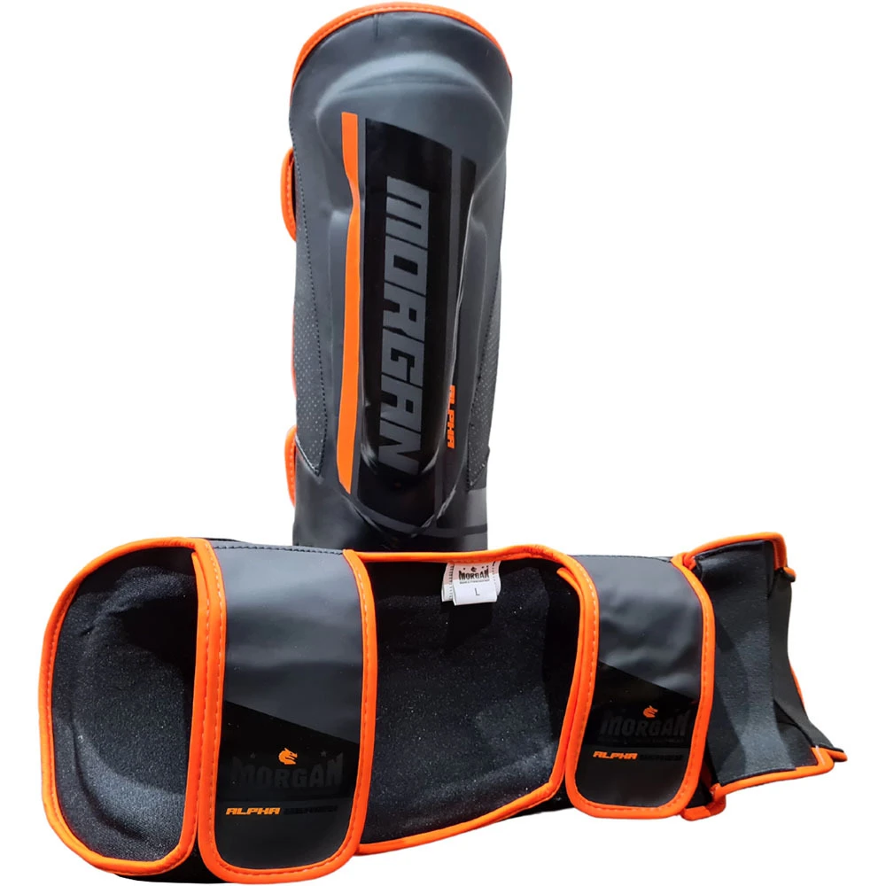 Morgan Sports Black/Orange Shin & Instep Protectors 4 Morgan Sports Black/Orange Shin & Instep Protectors - Image 4