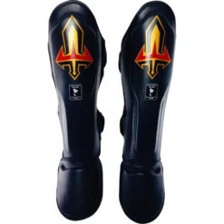 Arwut Fight Gear Black Leather Shin Guards