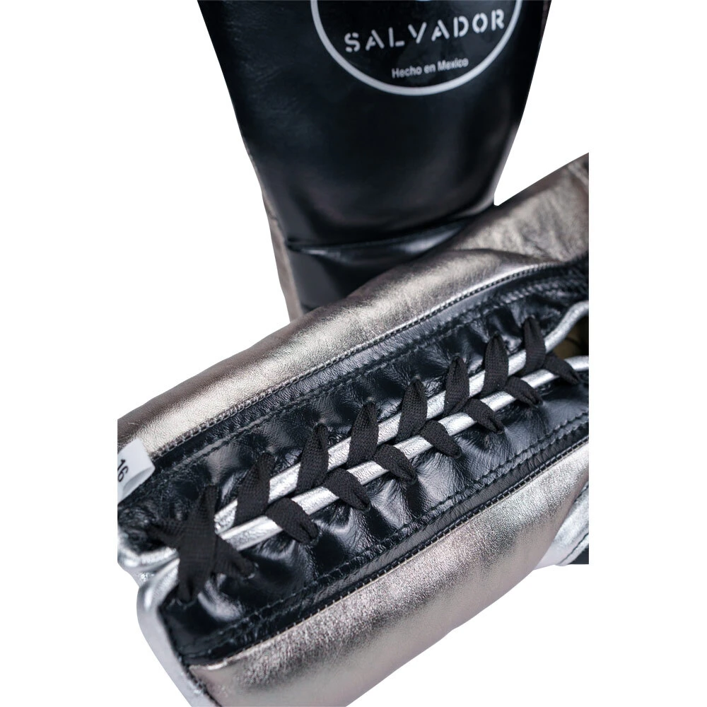 Salvador HF Metallic Black/Silver Steel Lace Up Training Gloves 9 Salvador HF Metallic Black/Silver Steel Lace Up Training Gloves - Image 9