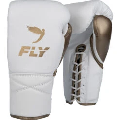 Fly Boxing White/Matt Gold Superlace Boxing Gloves -Boxing Promotions Store SPRLCE WG c 2