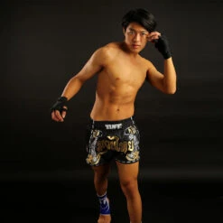 Tuff Double Tiger Retro Muay Thai Shorts -Boxing Promotions Store TUF MRS301BLK c 4