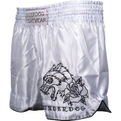 Underdog White Muay Thai Shorts -Boxing Promotions Store UD WHT MTS c 1