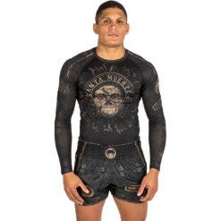 Venum Santa Muerte Dark Side Black/Brown Long Sleeve Rash Guard