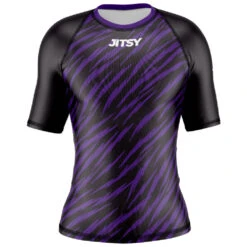 Jitsy Club Zaps Ranked Purple Short Sleeve Womens Rash Guard